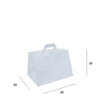 borsa 1 350x350 - BORSA ASPORTO <br> CARTA KRAFT <br><br> - RICICLABILE - <br> CM. 32 + 20 X h, 23 <br><br>N° 200 pz.