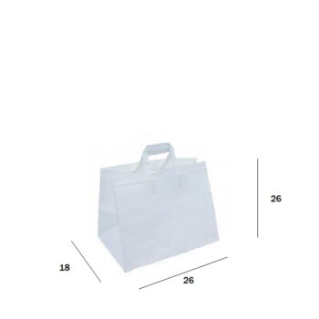 borsa 350x350 - BORSA ASPORTO <br> CARTA KRAFT <br><br> - RICICLABILE - <br> CM. 26 + 18 X h. 26 <br><br>N° 300 pz.
