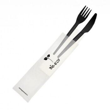 BIS CPLA NERO 350x350 - SELEZIONA MINIMO<br> N° 250 pz. <br><br> BIS POSATE <br> CPLA NERO <br><br> CON TOVAGLIOLO